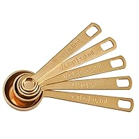 Le Creuset Measuring Spoons, Gold, Set of 5 (1/8,1/4,1/2,1Tsp,1Tb)