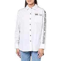 Karl Lagerfeld Paris Women's Logo Taping and Patches Oversize Poplin