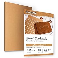 30 Sheets Brown Kraft Cardstock 8.5 x 11 Inch Thick Paper, 80lb. 216 GSM Heavy Weight Printer Paper, Cardstock for Invitations, Menus, Stationery Printing, Scrapbook, Crafts, DIY Cards