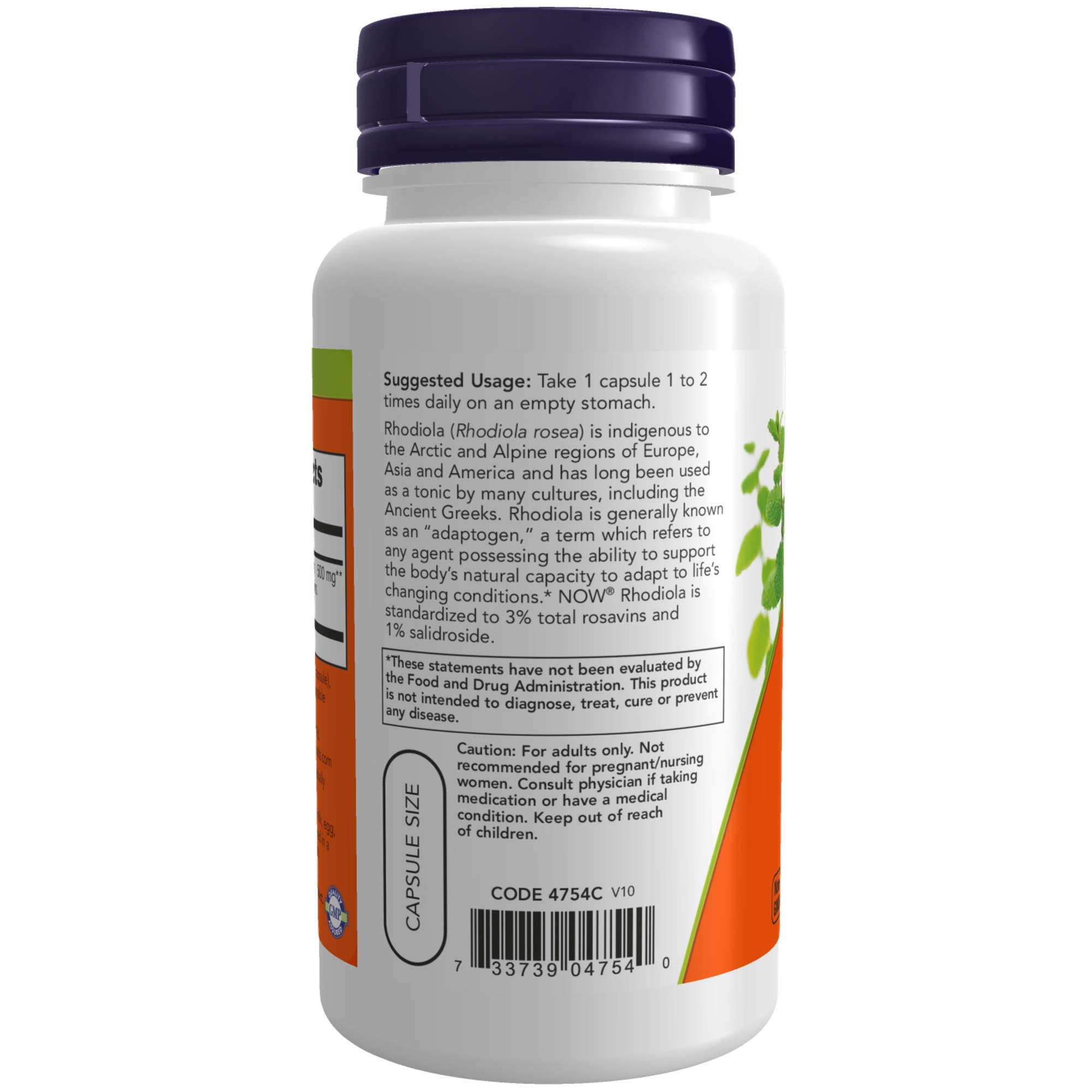 NOW Supplements, Rhodiola 500 mg, Helps Body Adapt to Stress of Daily Life*, Adaptogenic Herb*, 60 Veg Capsules