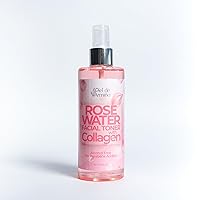 Rose Water Spray for Face with Collagen - Rosewater face mist - Organic Face Toner - Pure rose water - Anti Aging Self Care Beauty Mist - Face Skin Care - Hydrating rosewater toner