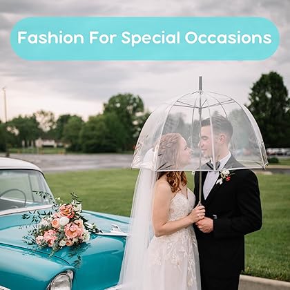 totes Women's Clear Bubble Umbrella – Transparent Dome Coverage – Large Windproof and Rainproof Canopy – Ideal for Weddings, Proms or Everyday Protection, Clear