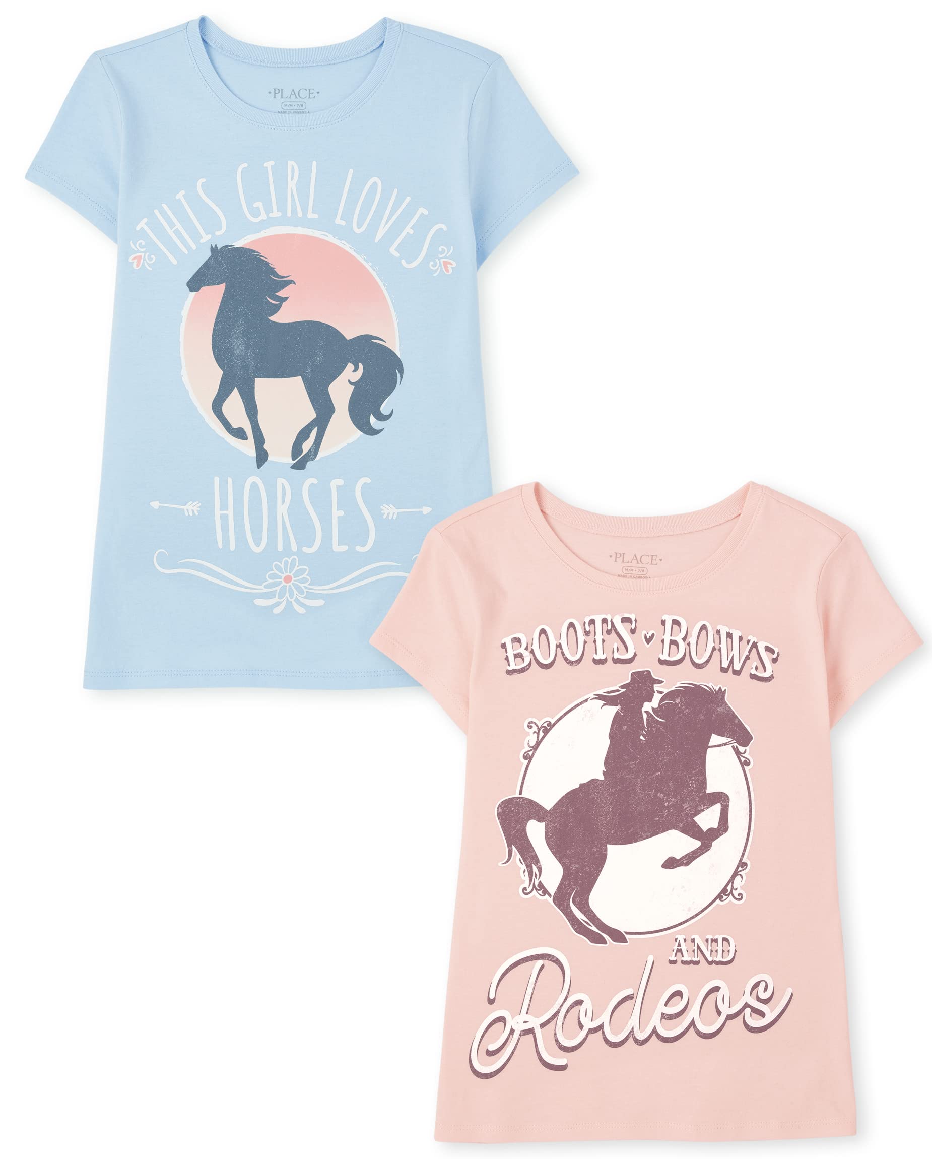 The Children's Place girls Short Sleeve Graphic T Shirt 2 Pack