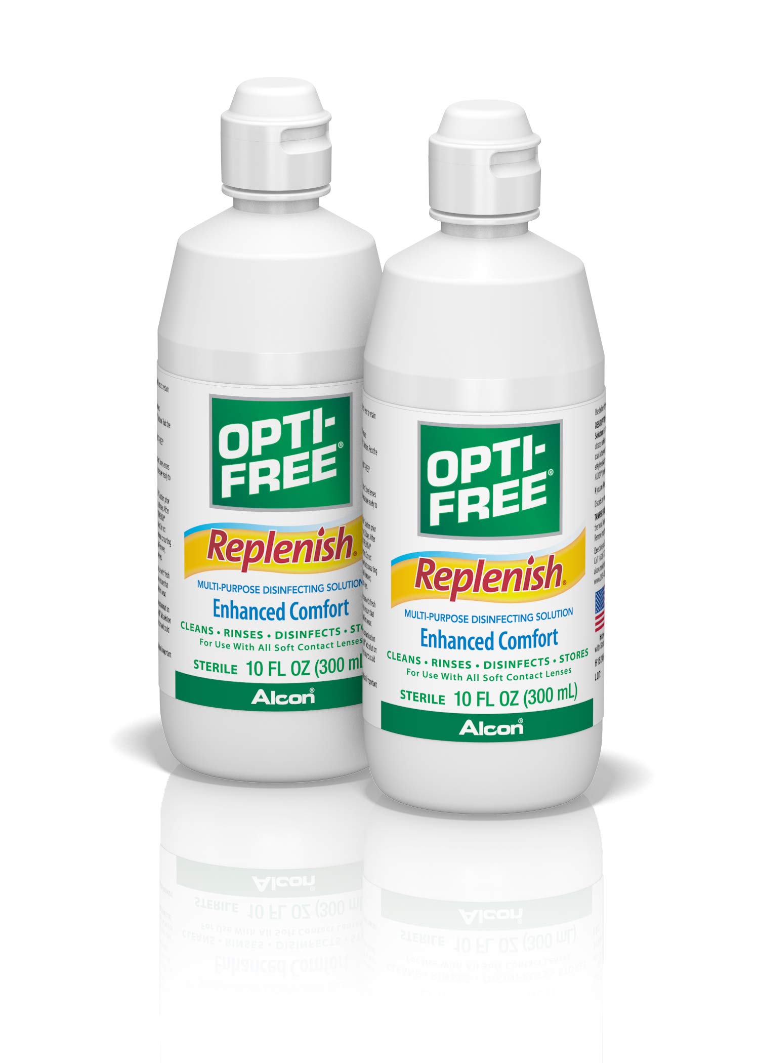 Opti-Free Replenish Multi-Purpose Disinfecting Solution with Lens Case, Twin Pack, 10-Fluid Ounces Each - 2 Count(Pack of 1)