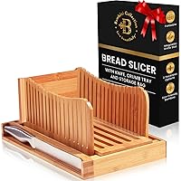 Bread Serving Basket with Bread Slicer and Knife - Ideal for Homemade Bread by Bambüsi