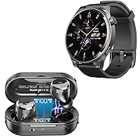 TOZO S5 Smartwatch (Answer/Make Calls) Sport Mode Fitness Watch, Black + T12 Wireless Bluetooth in-Ear Headphones Black