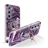 GVIEWIN Bundle - Compatible with Samsung Galaxy S24 Plus Case (Quicksand/Purple) + Magnetic Phone Ring Holder (Quicksand)