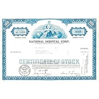 National Hospital Corp. - dated 1960-70's Stock Certificate - Very Rare Topic