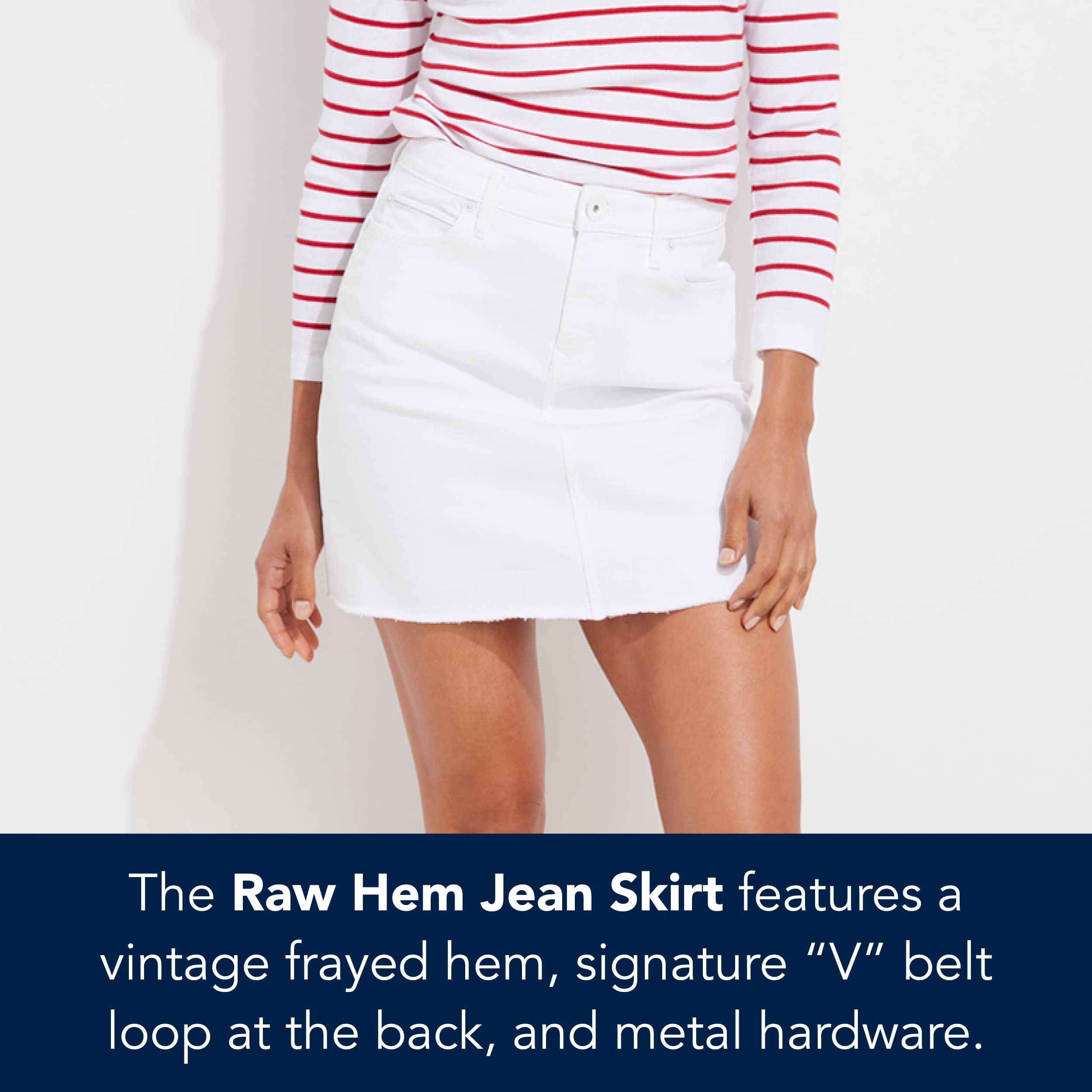 vineyard vines Women's Raw Hem White Jean Skirt