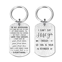 Boyfriend Gifts Keychain for Christmas Anniversary Birthday Valentine's Day, Double-Sided Engraved