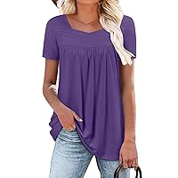 ZOLUCKY Womens Plus Size Tops Short Sleeve Trendy Shirts Loose Fit Casual Blouse Summer Tops for Woman S-3XL