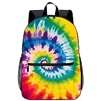 Abstract Swirl Design Tie Dye 17 Inch Laptop Backpack Large Capacity Daypack Travel Shoulder Bag for Men&Women
