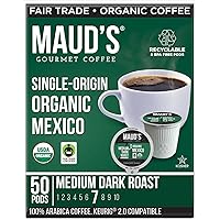 Organic Mexican Coffee Pods, 50 ct | Fair Trade Single Origin Mexico | 100% Arabica Organic Medium Dark Roast Coffee | Solar Energy Produced Recyclable Pods Compatible with Keurig K Cups Maker