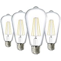 4 Pack Dusk to Dawn Light Bulbs LED Edison 5000K Daylight 7W Equivalent 60W Vintage Styled ST64 Extra Bright Automatic Bulb, 800 LM, E26 Base, Light Sensing Outdoor UL, Energy Star