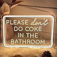 Neon Sign Please Dont Do Coke in The Bathroom For Wall Decor 3D Art Carving Design Indoor Bedroom Led Neon Signs Backdrop Flex Christmas Party Wedding Living Room Birthday Gift(Warm White,USB,40×27CM)