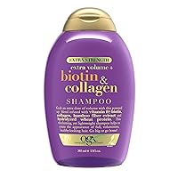OGX Thick & Full + Biotin Collagen Extra Strength Volumizing Shampoo with Vitamin B7 Hydrolyzed Wheat Protein for Fine Hair. Sulfate-Free Surfactants Thicker, Fuller Hair, 13 Fl Oz