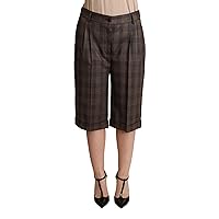 Dolce & Gabbana Brown Checkered Wool Bermuda Mid Waist Shorts