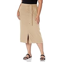 EVANS Women's Plus Size Skirt Linen Visc