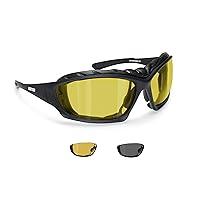 Bertoni Motorcycle Goggles Padded Glasses Photochromic Lens Removable Optical RX Clip Interchangeable Arms and Strap mod 366