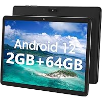 SGIN Android 12 Tablet, 10.1 Inch 2GB RAM 64GB ROM Tablets with Quad-Core A133 1.6Ghz Processor, 2MP + 5MP Camera, Bluetooth, WiFi, GPS, 5000mAh(Black)