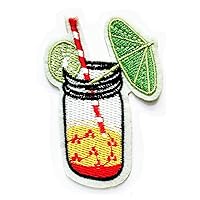 Nipitshop Patches Glass Orange Lemon Soda Fruit Juice Cocktail Drink Umbrella Iron Sew On Embroidered Patch Badge Transfer Kids Clothing Cartoon for adorning Your Jeans Hats Bags Jackets Shirt