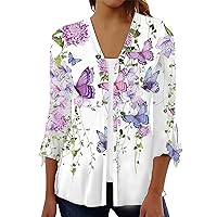 Cardigan for Women 2024 Lightweight Womens Kimonos Plus Size 3/4 Length Sleeve Tops Open Front Outerwear Cover Ups Clothes