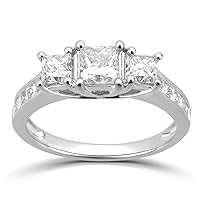 La4ve s 1.50 to 2.00 Carat, Prong Set 14K White Gold Princess Cut s 3 Stone Anniversary Ring (J-K,I2) Fine Jewelry for Women Mom | Gift Box Included