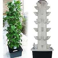 Hydroponics Tower Garden,Hydroponic Growing System,for Indoor Herbs, Fruits and Vegetables - Aeroponic Tower with Hydrating Pump, Adapter, Net Pots, Timer(Size:30holes)