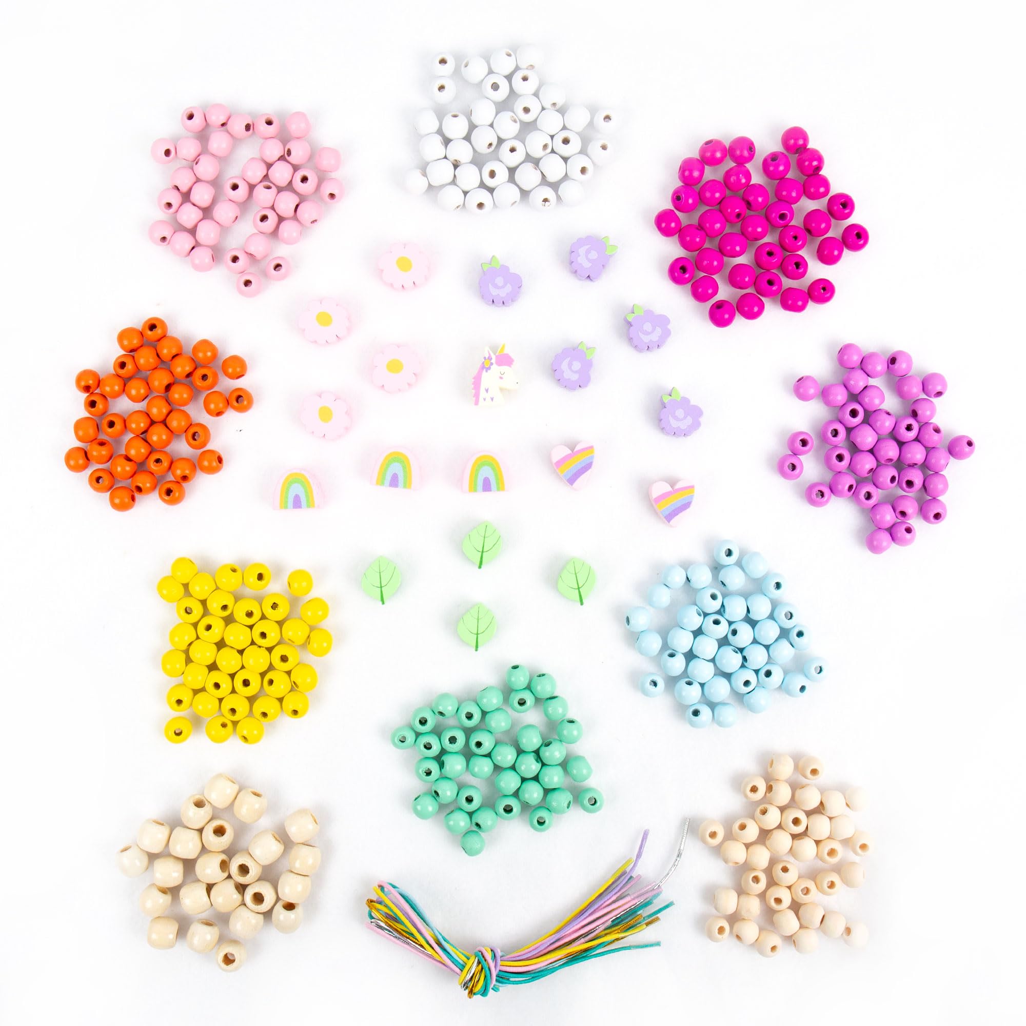 Story Magic Wooden Flower Bead Set, Over 300 Large Hole Wood Beads & Charms for Beading Bracelets, Bracelet Making Kit, Flower Bracelet Kit, Whimsical Bracelet Charms, Storage Tray Included, Ages 4+