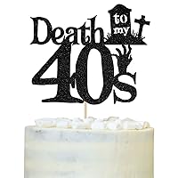 Death to My 40s Cake Topper, Rip My 40s Cake Decorations, Straight Outta 1973, Funny Happy 50th Birthday Decorations for Men Women Black Glitter