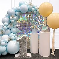Shimmer Wall Backdrop 24PCS Rainbow Sequin Panels Square Shimmer Backdrop Decoration Photo Backdrops for Birthday Wedding Engagement Anniversary Parties Decoration