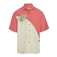Bamboo Cay Mens Short Sleeve Hurricane Palm Casual Embroidered Woven Shirt