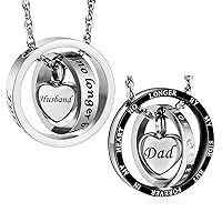 XIUDA Cremation Urn Necklace for Ashes No Longer by My Side, Forever in My Heart Eternal Memory Carved Keepsake Stainless Steel Urn Jewelry Memorial Ash Holder