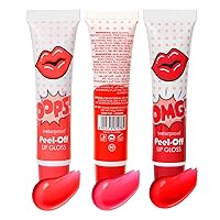 3 Colors Sexy Colors Lip Gloss Sets Waterproof Tear-off Lip Gloss Tattoo Magic Color Lip Stain Tint Long Lasting Peel Off Colored Matte Nude