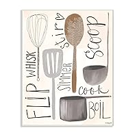 Stupell Industries Flip Whisk Simmer and Stir Kitchen Spoons and Utensils Wall Plaque, 10 x 15