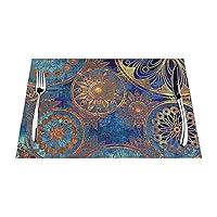 PlacematsStarry Sky Mandala Printed Dining Table Placemats Washable Dining Table Mats Heat-Resistant Easy to Clean Non-Slip Indoor Or Outdoor Use