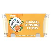 Glade Candle Jar, Air Freshener, Coastal Sunshine Citrus, 3.4 oz, 2 Count