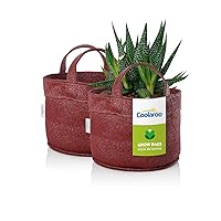 Coolaroo 2-Pack 2 Gallon Heavy Duty Plant/Vegetable/Herb/Fruit Breathable Fabric Planter Pot Grow Bags with Handles, Brick