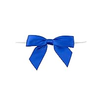 Reliant Ribbon 5170-05005-3X2 Satin Twist Tie Bows - Large Bows, 7/8 Inch X 100 Pieces, Royal