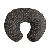Boppy Nursing Pillow Luxe Support , Charcoal Quilted Elephants, Ergonomic Nursing Essentials for Bottle and Breastfeeding, Firm Fiber Fill, with Soft Removable Nursing Pillow Cover, Machine Washable