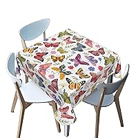 Butterfly Pattern Tablecloth Square,Art Theme,Stain and Wrinkle Resistant Table Cloth Square Table Cover Overlay Cloth,for Dining, Kitchen, Wedding and Parties etc（Multicolor，70 x 70 Inch）