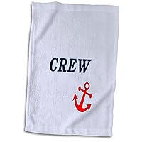 3D Rose Image of Word Crew with Red Anchor Hand Towel, 15