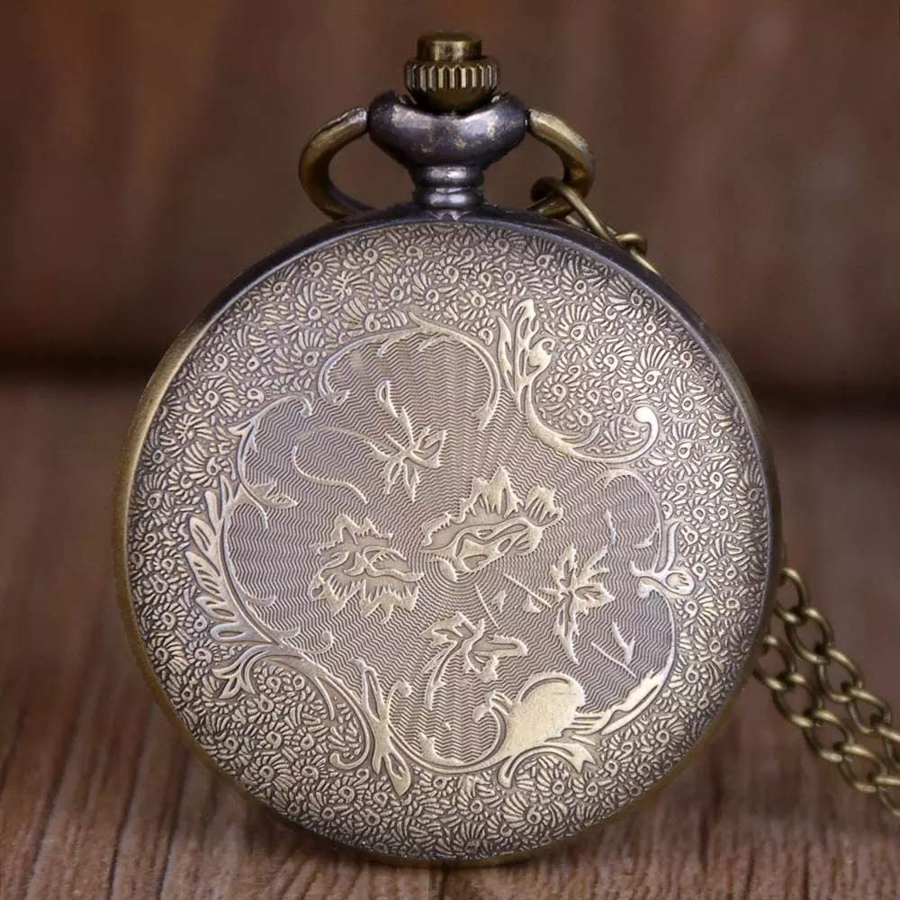 Tiong Engraved Ancient Native Indian Pattern Quartz Pocket Watch Design Antique Souvenir Gifts