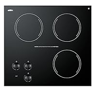 Summit CR3240 22-inch Wide 240V 3-Burner Radiant Glass Electric Cooktop, Jet Black Glass Easy to Clean, Three Large Burner 6