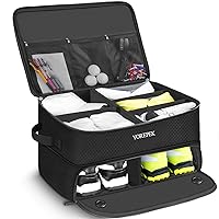 2 Layer Golf Trunk Organizer, Waterproof Car Golf Locker with Separate Ventilated Compartment for 2 Pair Shoes, Golf Trunk Storage for Balls, Tees, Clothes, Gloves, Accessories, Golf Gifts
