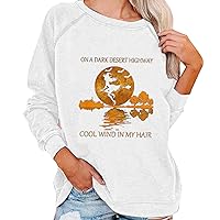 Sweatshirt Women Casual Loose Fit Trendy Printed Graphic Sweatshirts Long Sleeve Shirts Fleece Pullover Tops