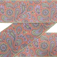 Orange Leaves & Floral Artistic Printed Ribbon Trim 9 Yards Velvet Fabric Laces for Crafts Sewing Accessories 3 Inches