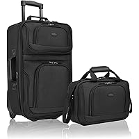 U.S. Traveler Rio Rugged Fabric Expandable Carry-on Luggage Set, Black, 2 Wheel, Set of 2