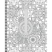 Color Your Own Notebook Cover: Composition Book / 7.5 x 9.25 inch / 200 Pages (100 sheets) / Wide Ruled Paper For Writing - Homework - Notes - Doodles ... Girls Kids / Guitar Music Note Floral Pattern