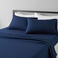 Lightweight Super Soft Easy Care Microfiber 4-Piece Bed Sheet Set with 14-Inch Deep Pockets, Full, Navy Blue, Solid